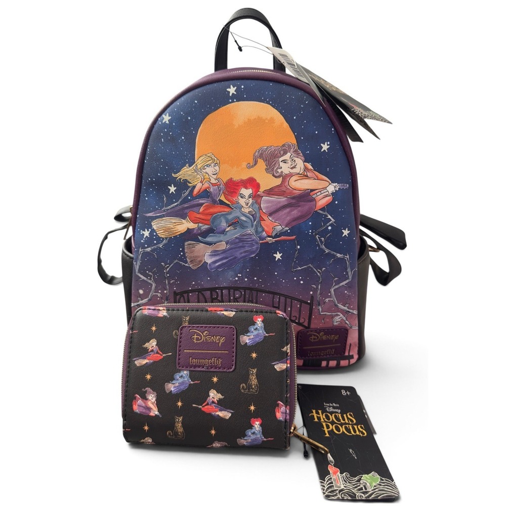 New Loungefly Disney Hocus Pocus Mini Backpack Wallet Set Sanderson Sisters